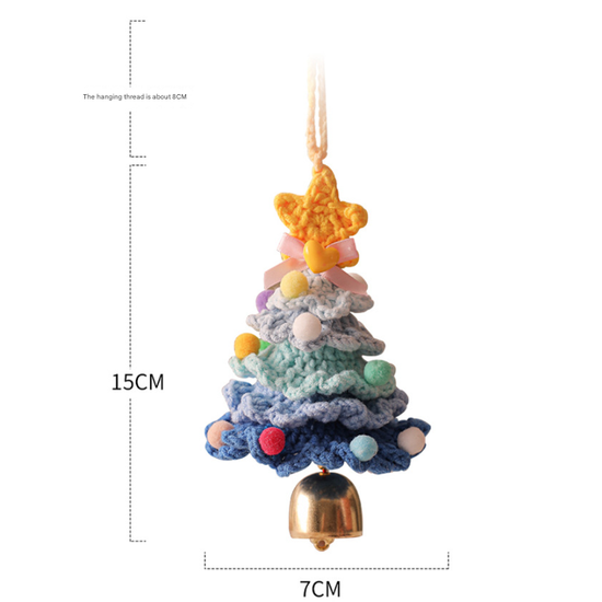 2PCS Multicolor-purple Handmade-Style Crochet Christmas Tree Ornament - Festive Plush Hanging Decor for Home & Car