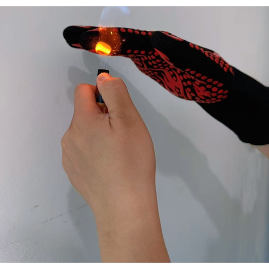 Blue a Pair Of Extreme Heat Resistant BBQ Gloves (500°C) - Aramid Fiber with Non-Slip Silicone Grip for Grilling & Oven Use