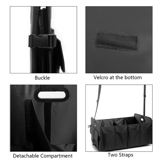 Black Car Storage Box - Foldable Waterproof Trunk Organizer