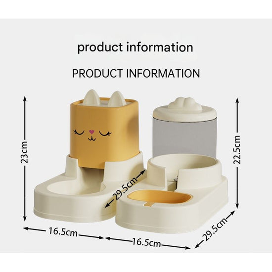 Yellow Automatic Pet Feeder and Water Dispenser Set - Large Capacity Gravity Food & Water Combo for Cats & Dogs
