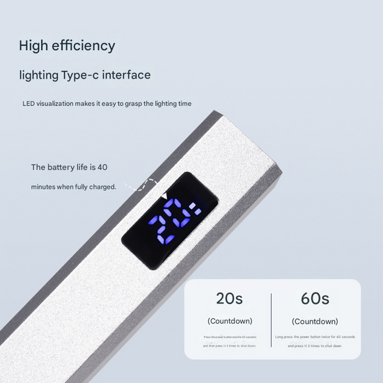 Green Handheld UV LED Nail Curing Pen - Portable USB-C Rechargeable Light for Fast-Drying Gel Polish & Nail Art