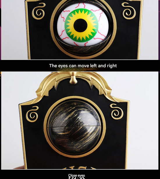 2-Piece White Halloween Animated Eyeball Doorbell - Spooky Light-Up Prop with Scary Sounds for Party & Door Decoration