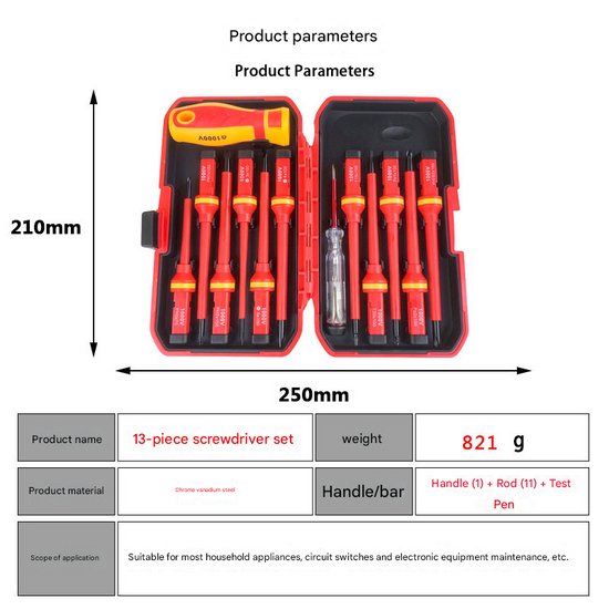A 42-piece set Orange Insulated Screwdriver Set - Multi-Bit Electrician&