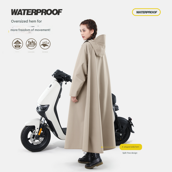 Black Long Full-Body Waterproof Raincoat for Electric Scooters & Motorcycles - Men&