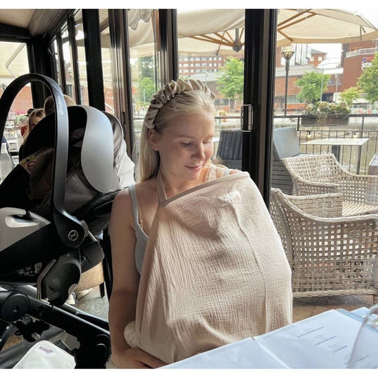 Grayish blue Soft Muslin Cotton Nursing Cover - Breathable Breastfeeding Apron for Privacy