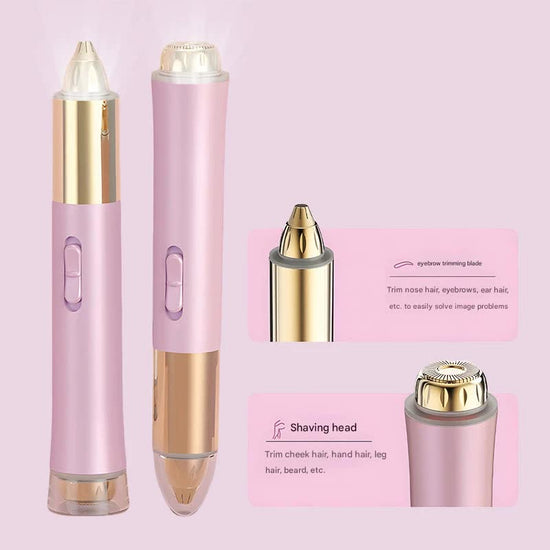 2-in-1 Electric Hair Remover for Women - Eyebrow Trimmer & Facial/Body Shaver with LED Light, USB-C Rechargeable(white)