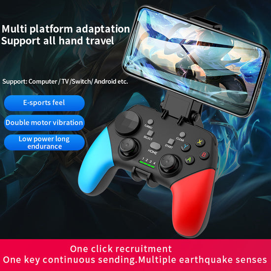 Multi-Platform Wireless Gaming Controller with Dual Motor Vibration, Turbo & Phone Holder(White, red and blue with receiver)