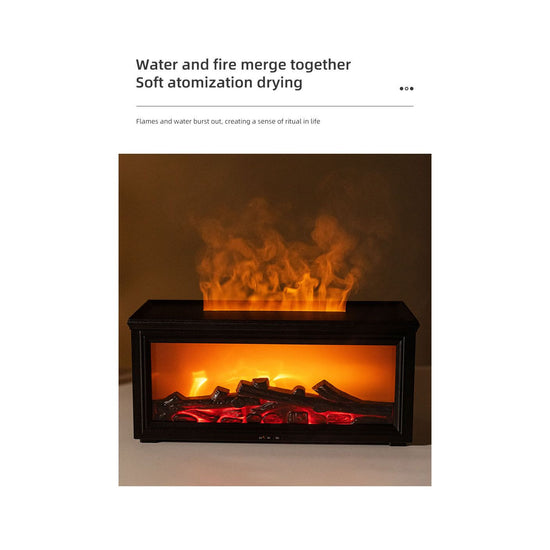 Fireplace Flame Effect Aroma Diffuser & Humidifier with 7-Colour Light, Timer & Remote Control(White)