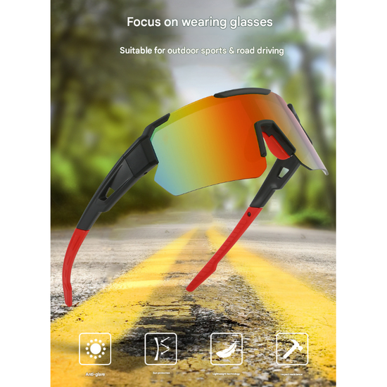 Black Unisex Sport Cycling Sunglasses - Lightweight Wraparound Eyewear for Running & Outdoor Activities