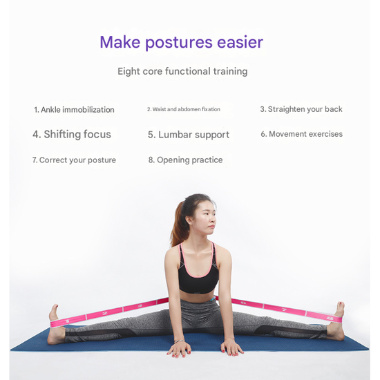 Blue and Purple 9-Loop Yoga Stretch Strap - Numbered Band for Flexibility and Physical Therapy