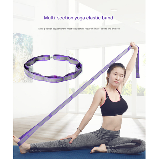 Pink and Blue 9-Loop Yoga Stretch Strap - Numbered Band for Flexibility and Physical Therapy