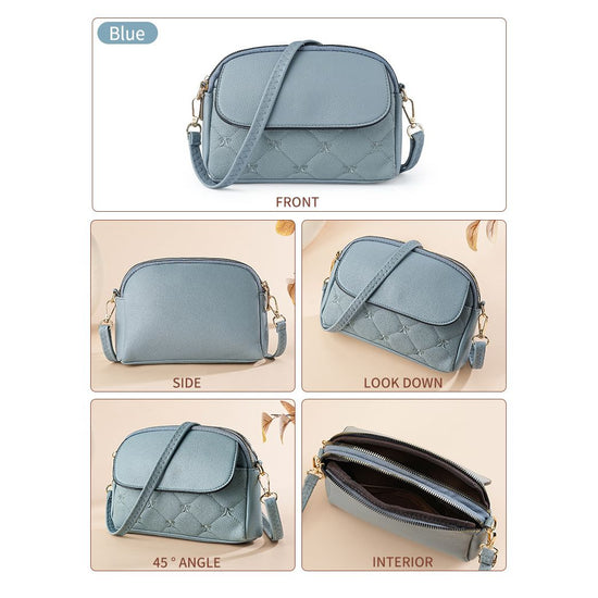 Blue Chic Quilted Crossbody Bag - Multi-Compartment PU Leather Shoulder Purse