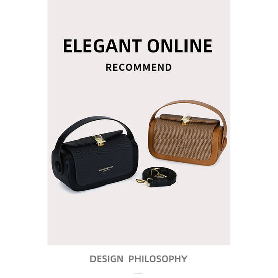 Black Elegant Top Handle Crossbody Bag - Structured PU Leather Box Purse for Women