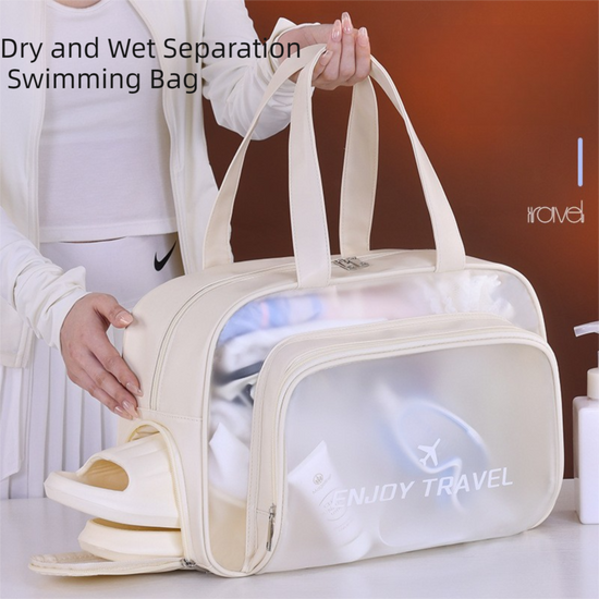 Pink Waterproof Wet Dry Separation Travel Bag - Gym, Beach, Swim, Sports Tote with Shoe Compartment(Filming props are not included)