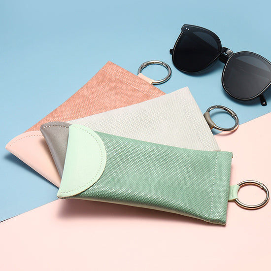 2 Pcs Green Portable Eyeglasses Pouch with Keychain Snake Skin Pattern Soft Sunglasses Bag Fashion Myopia Glasses Case