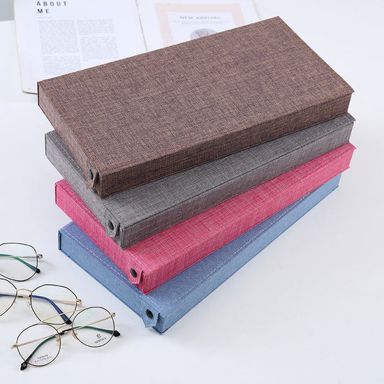 Grey Multi-Compartment Glasses Storage Box Dust-proof Fabric Eyewear Display Organiser with Snap Closure