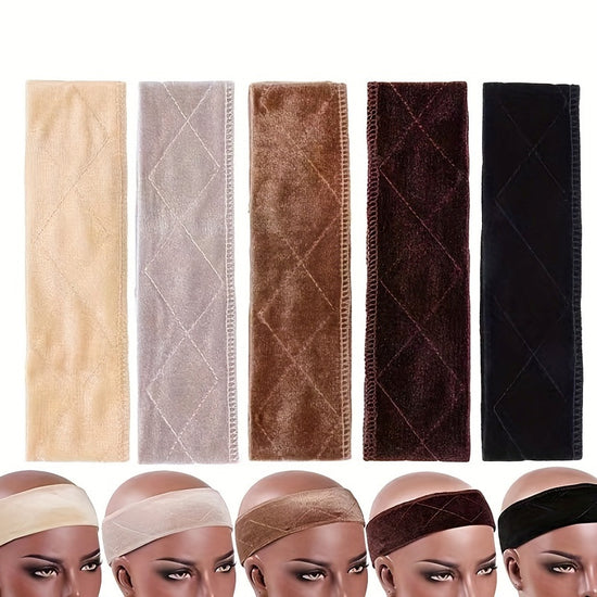 3-Pack Khaki Velvet Wig Headband – Soft, Stretchy & Secure Lace Wig Band for Seamless Hairpiece Fit