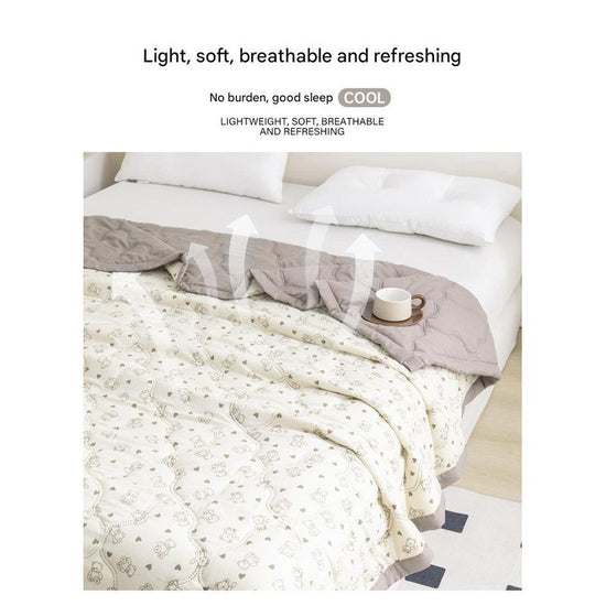 Lightweight Reversible Summer Quilt - Soft, Breathable & Machine Washable Comforter(150x200cm blue flowers)