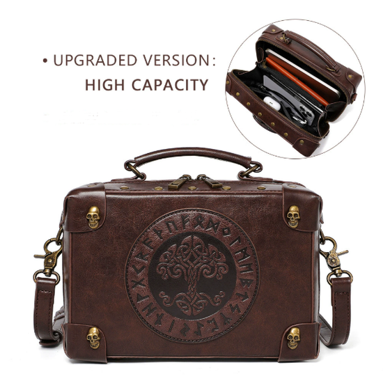 Retro Steampunk Satchel Bag with Decorative Clock & Gears - Gothic Crossbody Purse
