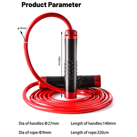 Red Weighted Jump Rope for Workout Fitness - Thick 9mm Cable for Intense Fitness, Strength & Cardio Workout