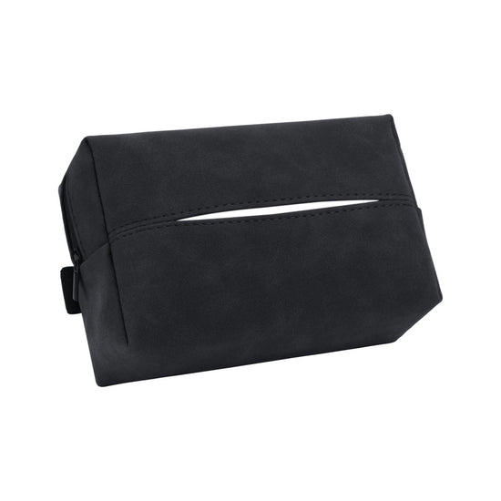 Black 2-Pack Luxury Faux Suede Car Tissue Box - Visor Clip & Strap for Armrest or Seat Back