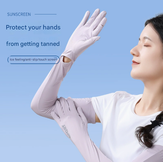 Dark Grey Cooling UV Protection Arm Sleeves Long Sun Block Gloves Breathable Stretchy Hand Cover for Cycling Driving and Outdoor Sports Australia