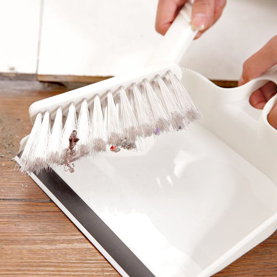 Pink Mini Dustpan and Brush Set Handheld Sweeping Broom with Rubber Lip for Desktop Kitchen Car and Camping Cleaning