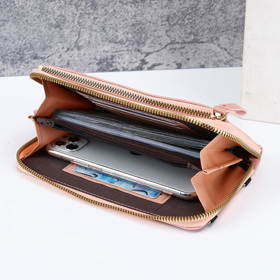 Two-Piece Yellow Set Anti-Theft Touch Screen Mini Crossbody Phone Bag for Women (20x11.5x4.5cm) - Multi-functional PU Leather Wallet Pouch