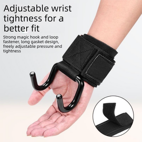 3-Pairs Black Heavy Duty Weightlifting Power Hooks for Deadlifts and Pull-ups Non-Slip Metal Hooks with Adjustable Padded Wrist Straps for Australian Gym Enthusiasts