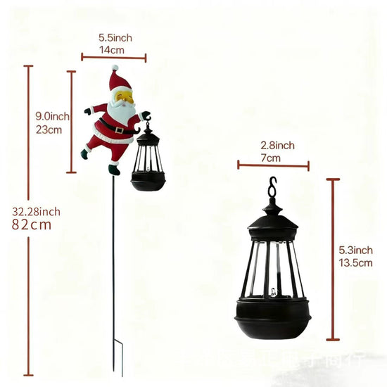 Colorful lights Solar Powered Santa Claus Garden Stake Light with Metal Watering Can - Colourful LED Waterfall Effect - Outdoor Christmas Decoration for Yards and Pathways - 82cm Height