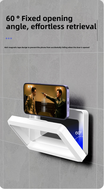 Waterproof Shower Phone Holder Pink Wall Mount - 360° Rotating Retractable Anti-Fog Touch Screen Case for Bathroom & Kitchen - Fits Phones up to 6.8 Inch