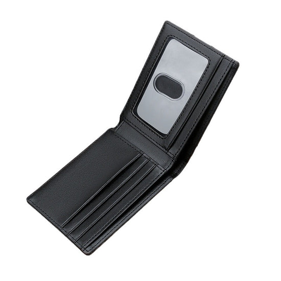 RFID Blocking Slim Bifold Wallet for Men - Carbon Fiber Texture PU Leather Card Holder with ID Window - Minimalist Front Pocket Purse - Blue