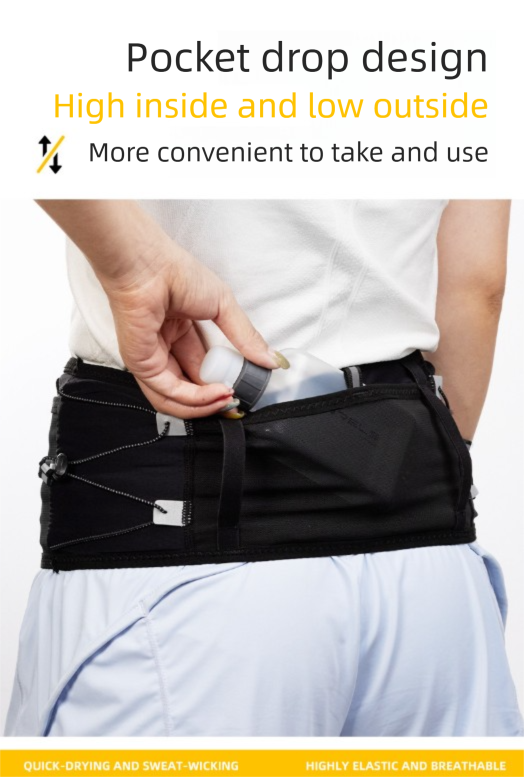 WRELS Trail Running Waist Belt - Lightweight Mesh Hydration Pack with Trekking Pole Holder - Anti-Bounce Phone Storage for Marathon & Hiking - Gray Size S (67-75cm)