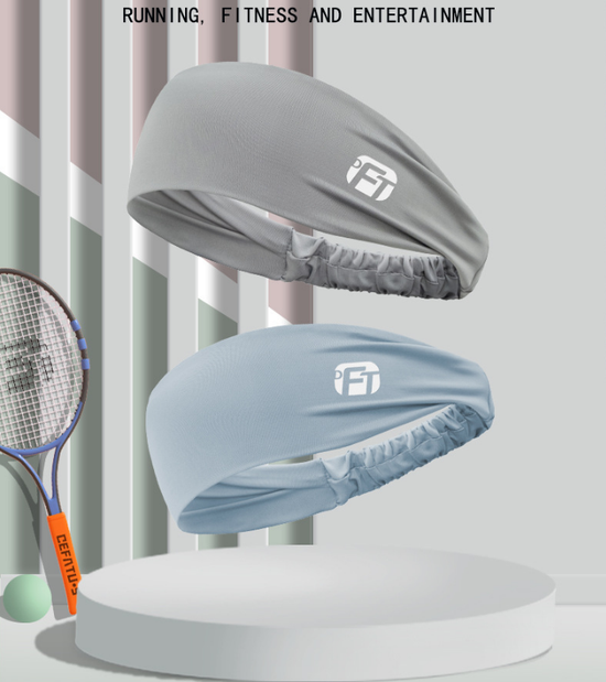 2 Pcs Cooling Sports Headband Moisture Wicking Sweatband for Running Gym & Yoga Non Slip Stretchy Hair Band Black & Green