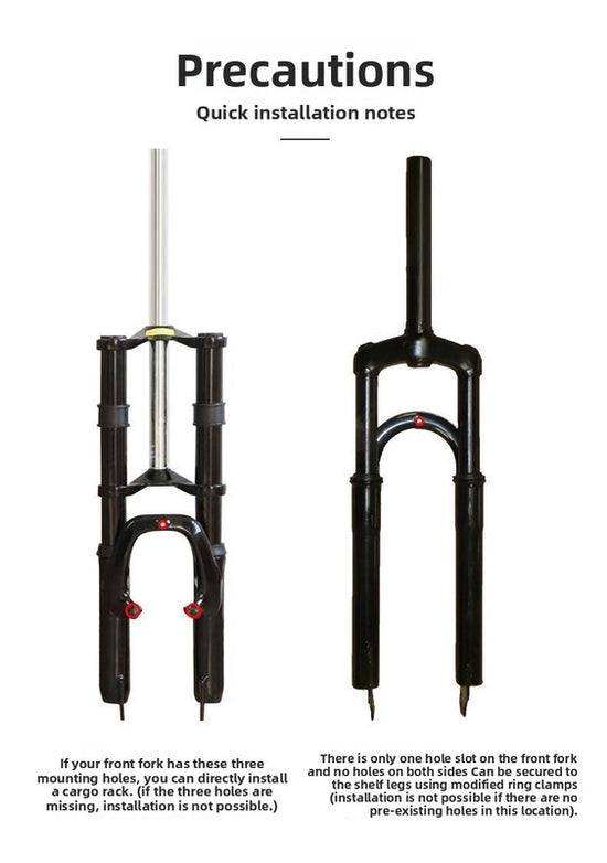 Aluminium Alloy Bicycle Front Rack Carrier Heavy Duty Fork Mount Cargo Shelf for MTB Mountain Bike Disc and V-Brake Touring Black