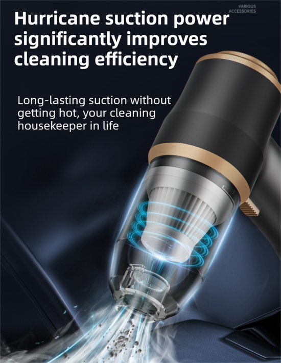 4-in1 Green Wireless Compact Handheld Car Vacuum Cleaner & Air Duster with 5 Nozzles/Brushes- 15000 Pa Ultra-Powerful Blower/Suction Tool for Auto, Home & Office