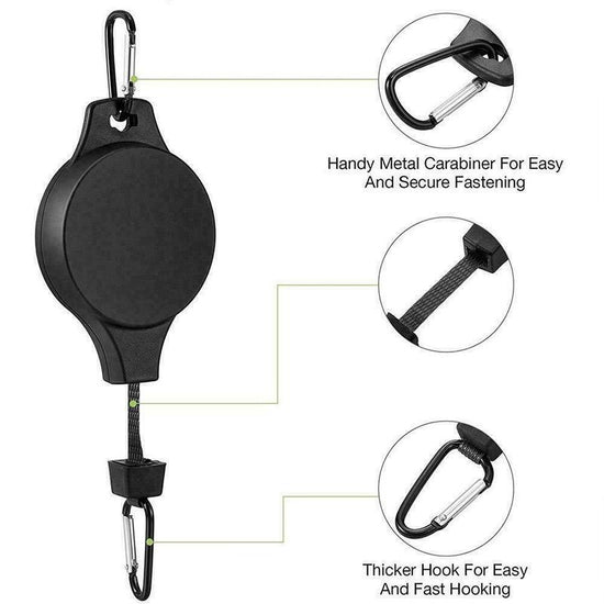3PCS Black Retractable Hanging Basket Pulley System & 3PCS Heavy Duty Stainless Steel S-Hooks Combo - Garden Plant Hanger(Max Load 5KG)