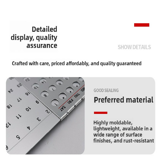 2-PCS Ultra-Thin Metal Desk Calendar – Durable Aluminum Perpetual Calendar for Office or Home Use in Australia