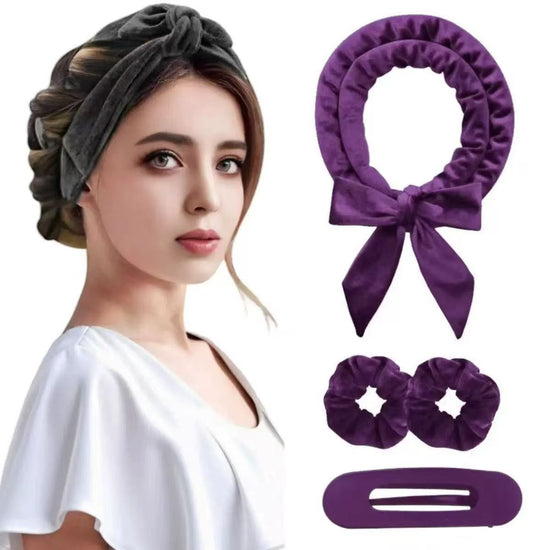 Light pink Heatless Hair Curler Set with Bowtie Ribbon for Natural Big Waves Damage-Free Overnight Hair Styling Essential for Your Local Modern Lifestyle