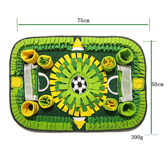 Interactive Dog & Cat Snuffle Mat – Football Field Design Puzzle Feeding Mat for Mental Stimulation, Slow Feeding, and Anxiety Relief