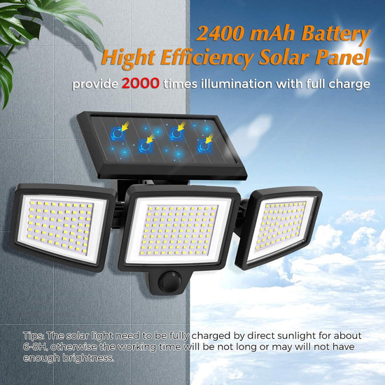 Solar Powered Motion Sensor Outdoor Light with Remote Control for Garden Garage and Front Door