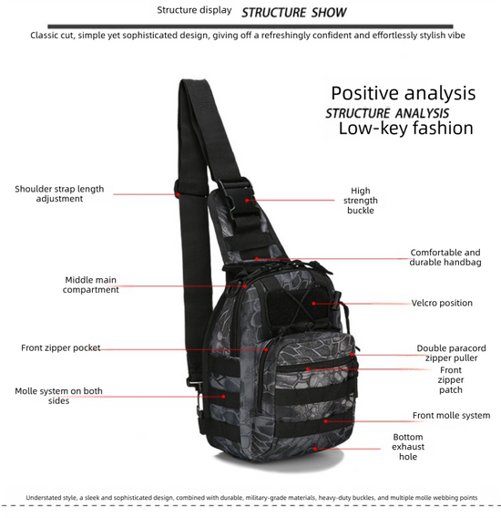 Tactical Sling Bag ACU Camo 600D Waterproof Crossbody Backpack MOLLE EDC Shoulder Pack for Hiking Camping