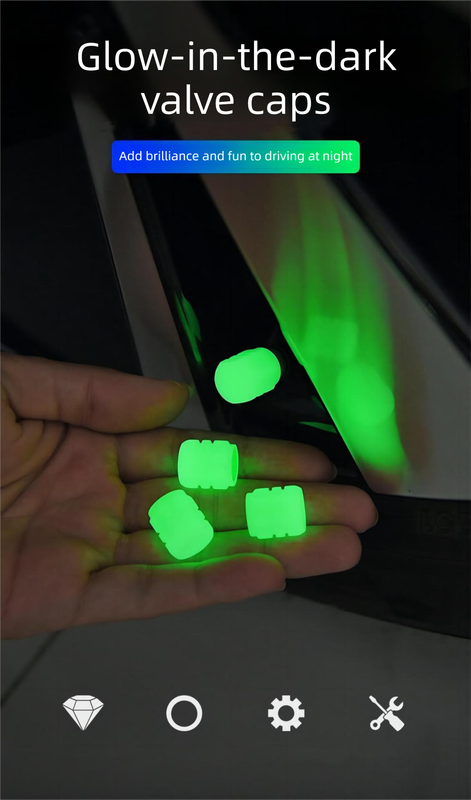 Universal Luminous Tyre Valve Caps 8 PCS Pink Glow in Dark Dust Covers for Cars Motorbikes & Bicycles Easy Install
