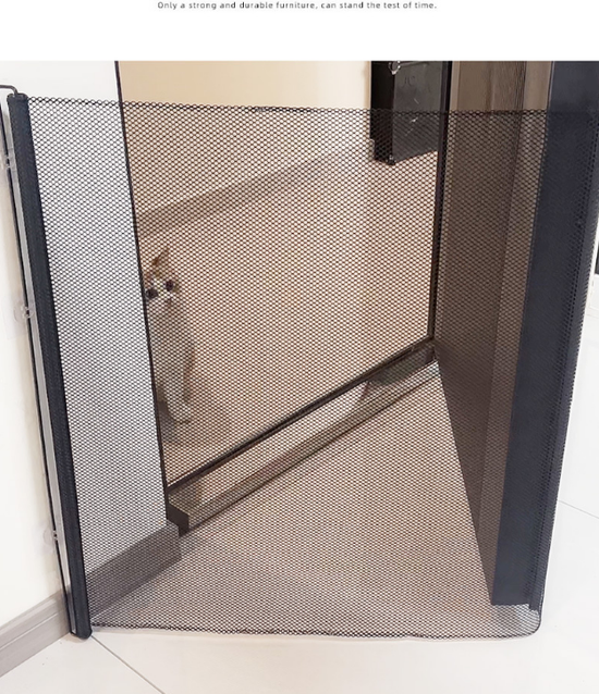 Extra Wide Automatic Retractable Pet Gate 130x78cm Safety Dog Fence No-Drill Mesh Isolation Rail with Auto-Rebound for Wide Hallways and Stairs Black