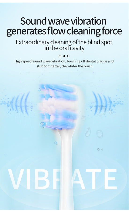 Pink Smart Sonic Electric Toothbrush Kit with 4 Heads & Travel Case - 6 X Cleaning Modes and High-Frequency Vibration with Soft Protective Bristles