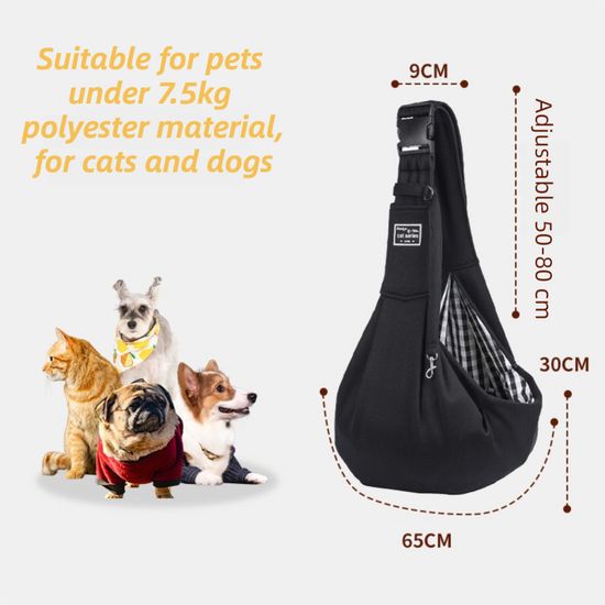 Dark Grey Lightweight Breathable Pet Crossbody Bag with Adjustable Padded Strap & Reversible Double-Sided Design