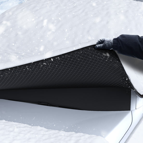 Durable Car Protector with Extra-Large 253cm Coverage - All-Season Snow & Sun Protector, 6-Magnet & 4 Strap Windproof System(Black & Orange)
