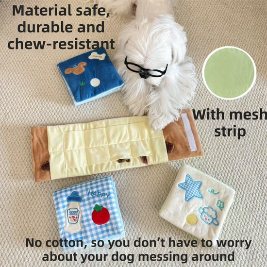 Soft Plush Interactive Sniffing Wallet with Hidden Treat Pockets (Style 3) - Squeaky Enrichment & Boredom Buster for Dog