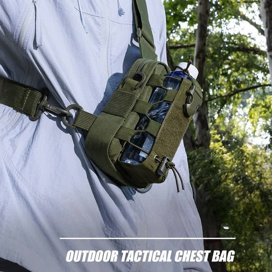 Camouflage Outdoor Tactical Water Bottle Chest Bag - High-Capacity Phone Pouch with Expansion System for Cycling Camping and Fishing