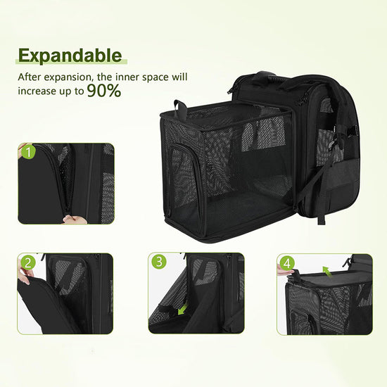 Blue Large Expandable Cat Travel Backpack - Breathable & Collapsible Pet Carrier 62x34x43CM